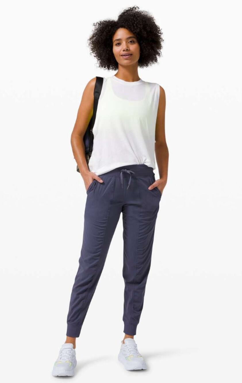 Lululemon Athletic Jogger Pants Women's Size 2 Blue Drawstring Waist Ruched Yoga